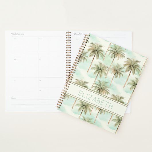 Monogramm Aqua und Creme Tropical Palm Tree Planer (Anzeige)