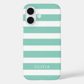 Monogramm Aqua und White Classic Streifen Case-Mate iPhone Hülle (Rückseite)