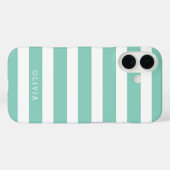 Monogramm Aqua und White Classic Streifen Case-Mate iPhone Hülle (Rückseite (Horizontal))