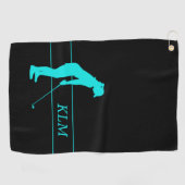 Monogramm aquamarin auf schwarze golfhandtuch (Horizontal)