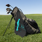 Monogramm aquamarin auf schwarze golfhandtuch (Gras)