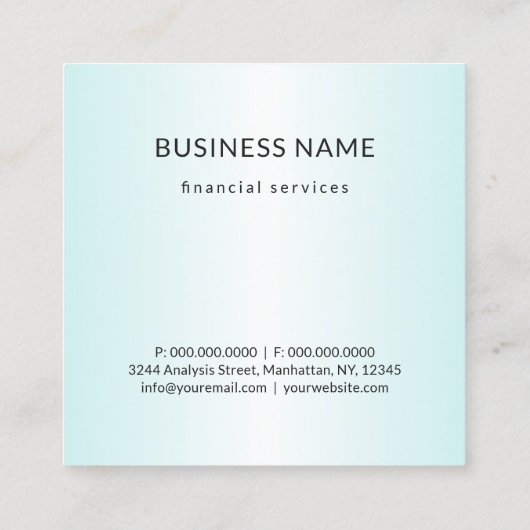 Monogramm Aquamarin blaue Streifen mit benutzerdef Quadratische Visitenkarte (Rückseite)