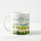 Monogramm Aquamarin grüne Farbe Kaffeetasse (Links)