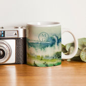 Monogramm Aquamarin grüne Farbe Kaffeetasse