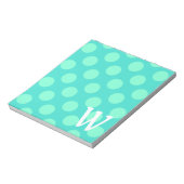 Monogramm Aquamarin Punkte Notizblock (Rotiert)