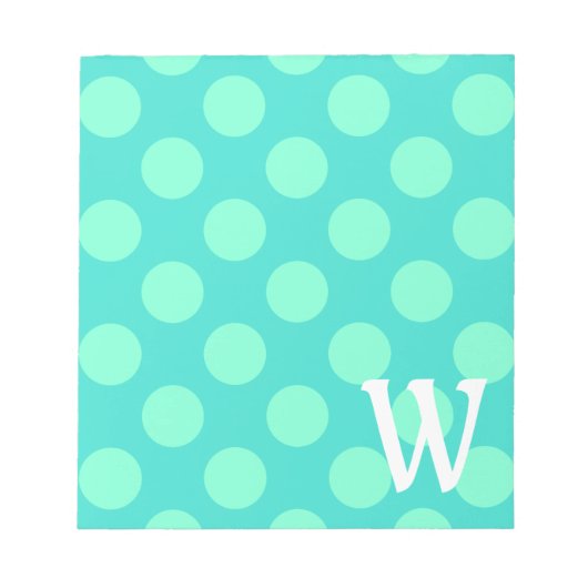 Monogramm Aquamarin Punkte Notizblock (Vorderseite)