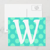 Monogramm Aquamarin-Punkte Postkarte (Vorne/Hinten)