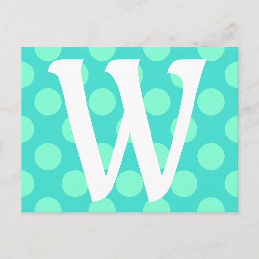 Monogramm Aquamarin-Punkte Postkarte (Vorderseite)