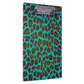 Monogramm Aquamarin und braun Leopard Klemmbrett (Rechts)
