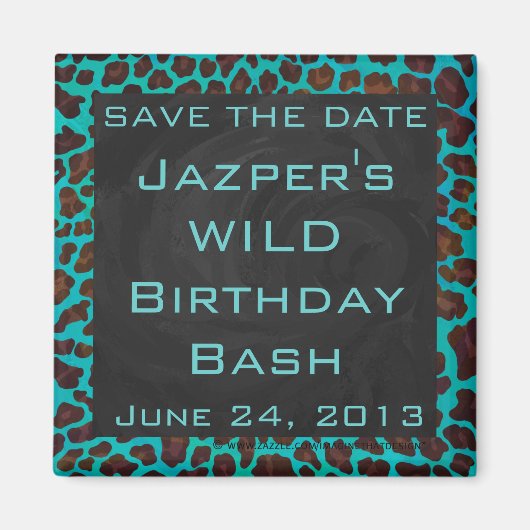 Monogramm Aquamarin und braun Leopard Magnet (Vorne)