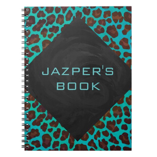 Monogramm Aquamarin und braun Leopard Notizblock (Vorderseite)