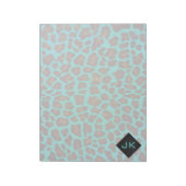 Monogramm Aquamarin und braun Leopard Notizblock (Rotiert)