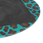 Monogramm Aquamarin und braun Leopard Schneidebrett (Ecke)