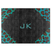 Monogramm Aquamarin und braun Leopard Schneidebrett (Vorderseite)
