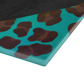 Monogramm Aquamarin und braun Leopard Schneidebrett (Ecke)