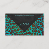 Monogramm Aquamarin und braun Leopard Visitenkarte (Rückseite)