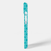 Monogramm Aquamarin und Grau-Arabesque-Muster Case-Mate iPhone Hülle (Rückseite / Links)