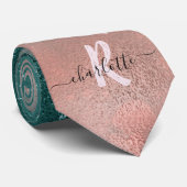 Monogramm Aquamarin und weich rosa Ombre-Folie Krawatte (Gerollt)