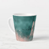 Monogramm Aquamarin und weich rosa Ombre-Folie Milchtasse (Linke Ecke)