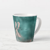 Monogramm Aquamarin und weich rosa Ombre-Folie Milchtasse (Rechte Ecke)