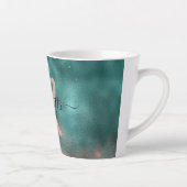 Monogramm Aquamarin und weich rosa Ombre-Folie Milchtasse (Rechts)