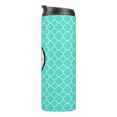 Monogramm aquamarin und weiß thermosbecher (Nach rechts gedreht)
