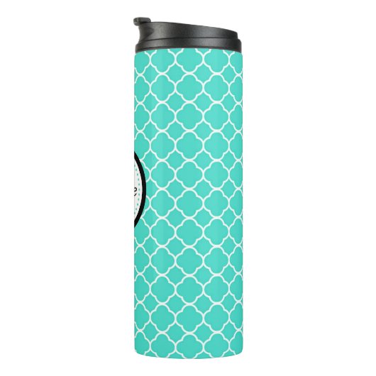 Monogramm aquamarin und weiß thermosbecher (Nach rechts gedreht)