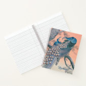 Monogramm Aquamarine blaue Peacocks Notizblock (Innenseite)