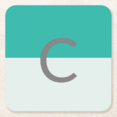 Monogramm Aquamarine Farbe Minimalistisch Rechteckiger Pappuntersetzer (Vorderseite)