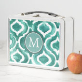 Monogramm| Aquamarine-Motiv IV Metall Lunch Box (Beispiel)