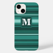 Monogramm aquamarine Streifen Case-Mate iPhone Hülle (Rückseite)