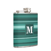 Monogramm aquamarine Streifen Flachmann (Rechts)