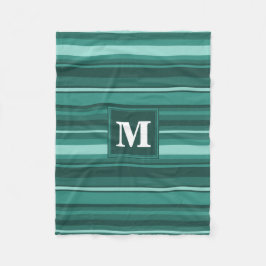 Monogramm aquamarine Streifen Fleecedecke