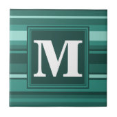 Monogramm aquamarine Streifen Fliese (Vorderseite)