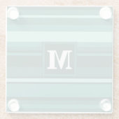 Monogramm aquamarine Streifen Glasuntersetzer (Rückseite)