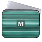 Monogramm aquamarine Streifen Laptopschutzhülle (Vorderseite)