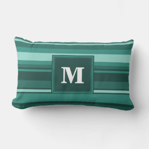 Monogramm aquamarine Streifen Lendenkissen