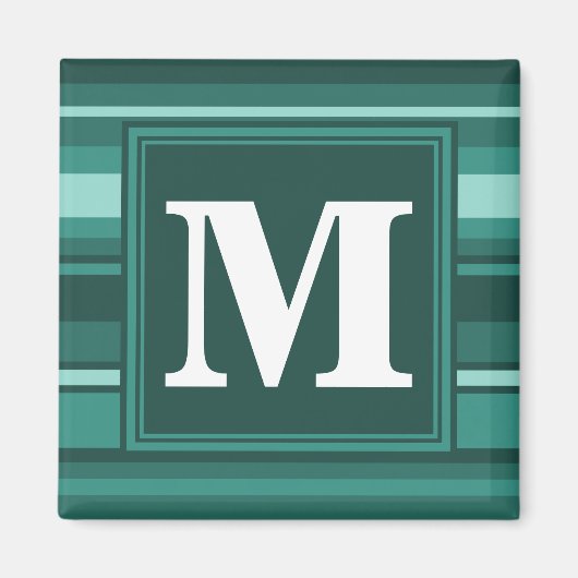 Monogramm aquamarine Streifen Magnet (Vorne)