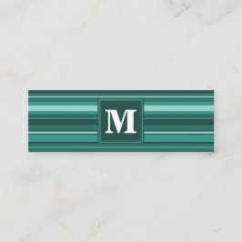 Monogramm aquamarine Streifen Mini Visitenkarte