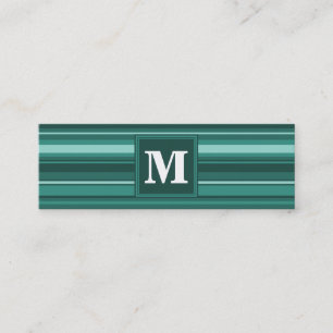 Monogramm aquamarine Streifen Mini Visitenkarte