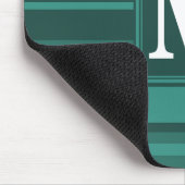 Monogramm aquamarine Streifen Mousepad (Ecke)