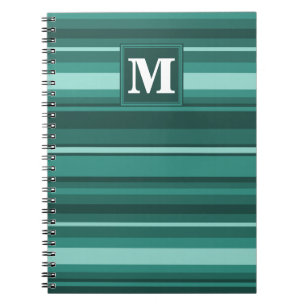 Monogramm aquamarine Streifen Notizblock