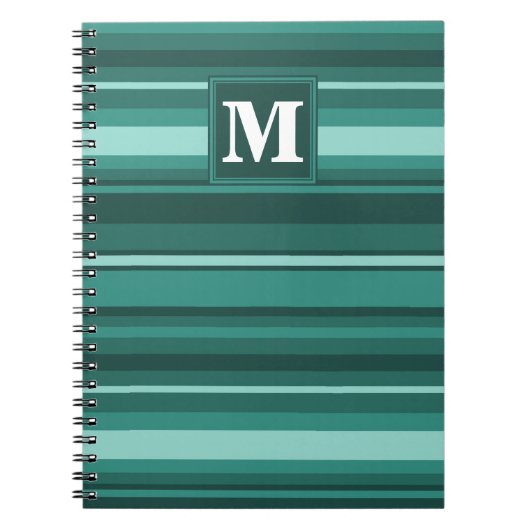 Monogramm aquamarine Streifen Notizblock (Vorderseite)