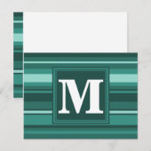 Monogramm aquamarine Streifen Postkarte (Vorne/Hinten)