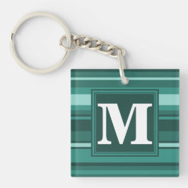 Monogramm aquamarine Streifen Schlüsselanhänger