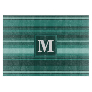 Monogramm aquamarine Streifen Schneidebrett