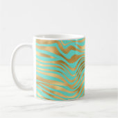 Monogramm-Aquamarine und Gold-Animal-Print Kaffeetasse (Links)