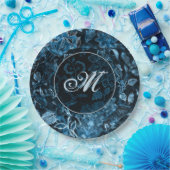 Monogramm Aquamarine Vintage Blumenpapiere Teller (Party)