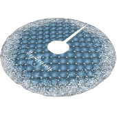 Monogramm Aquamariner Diamantsilber-Glitzer Polyester Weihnachtsbaumdecke (Schrägansicht)