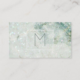 Monogramm Aquamariner Glitzer Marmorhaar Makeup Visitenkarte